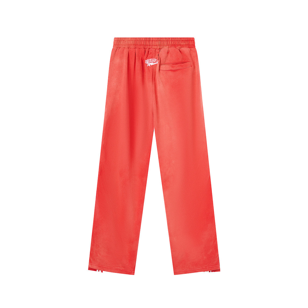 Red Side Stripe Gothic Letter DUAA Wide Leg Track Pants