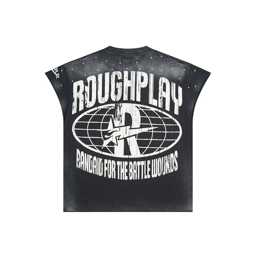 Roughplay Monster Eye Graphic Short Sleeve Tee Men Oversized Vintage Streetwear T‑Shirt