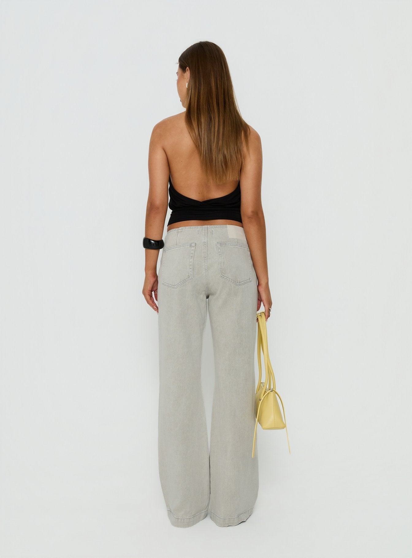 Mid Rise Bootleg Belted Jeans Desert Grey