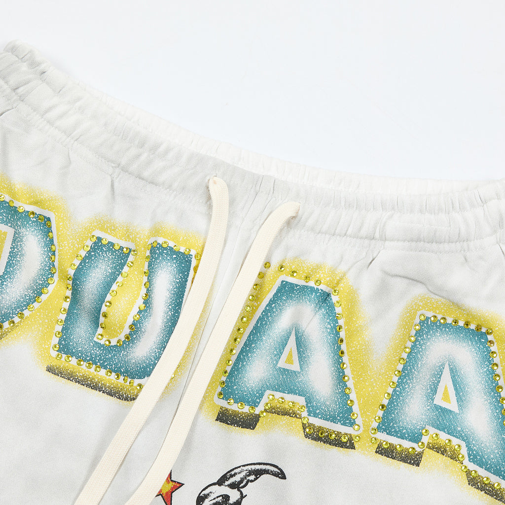 Vintage Distressed Tattoo Graphic Wide‑Leg Sweatpants