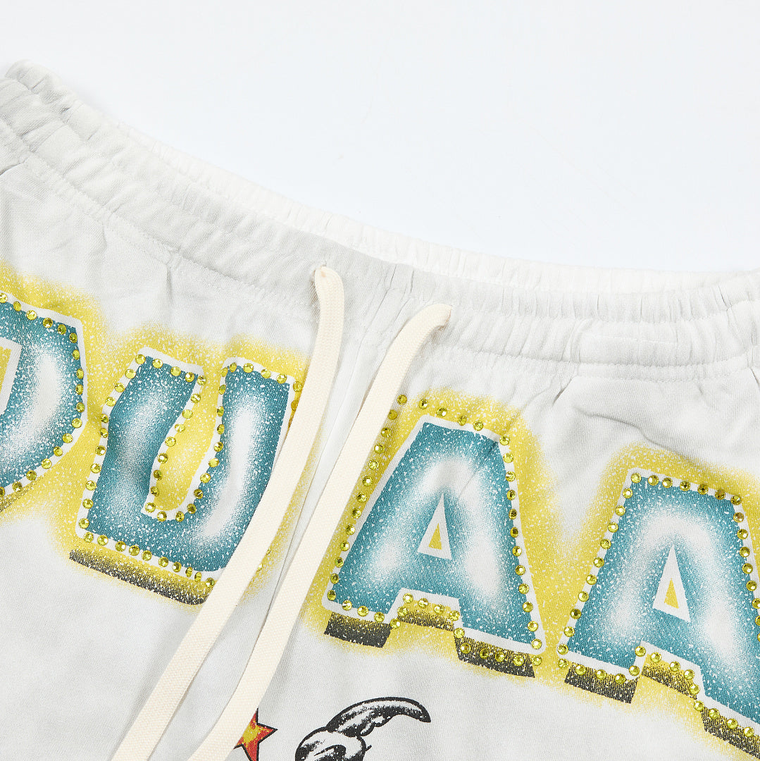Vintage Distressed Tattoo Graphic Wide‑Leg Sweatpants