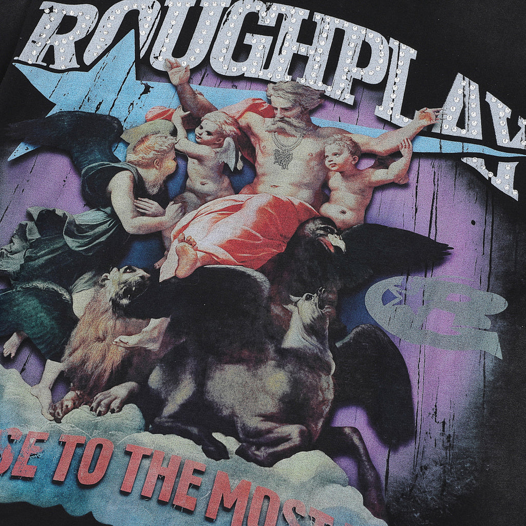 Roughplay Retro Warrior Art Graphic Long Sleeve Tee Men Oversized Streetwear Top