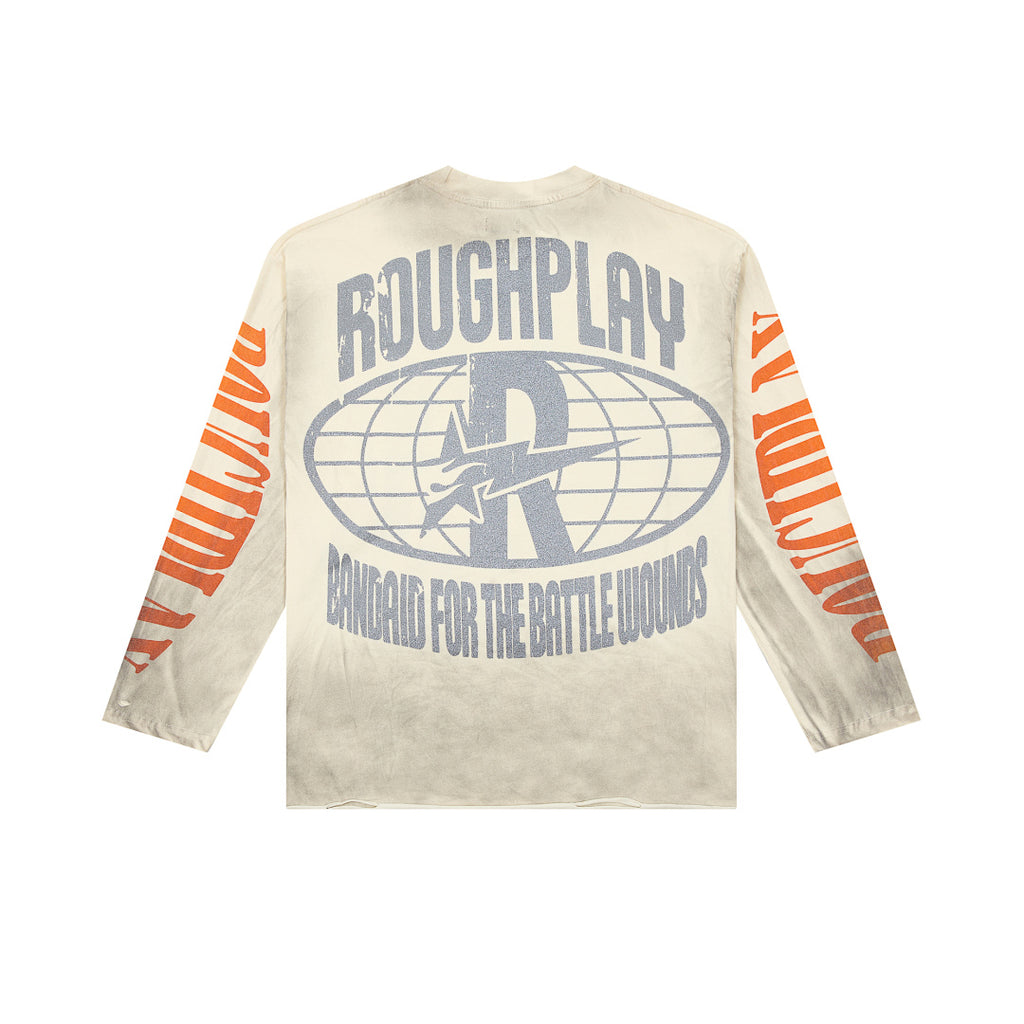Vintage Washed Statue Of Liberty Graphic Long Sleeve Tee Roughplay Streetwear Oversized T‑Shirt