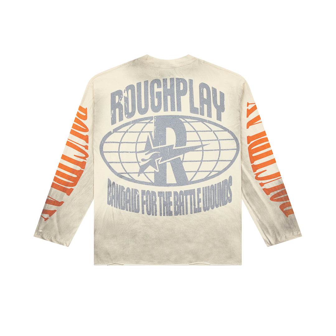 Vintage Washed Statue Of Liberty Graphic Long Sleeve Tee Roughplay Streetwear Oversized T‑Shirt