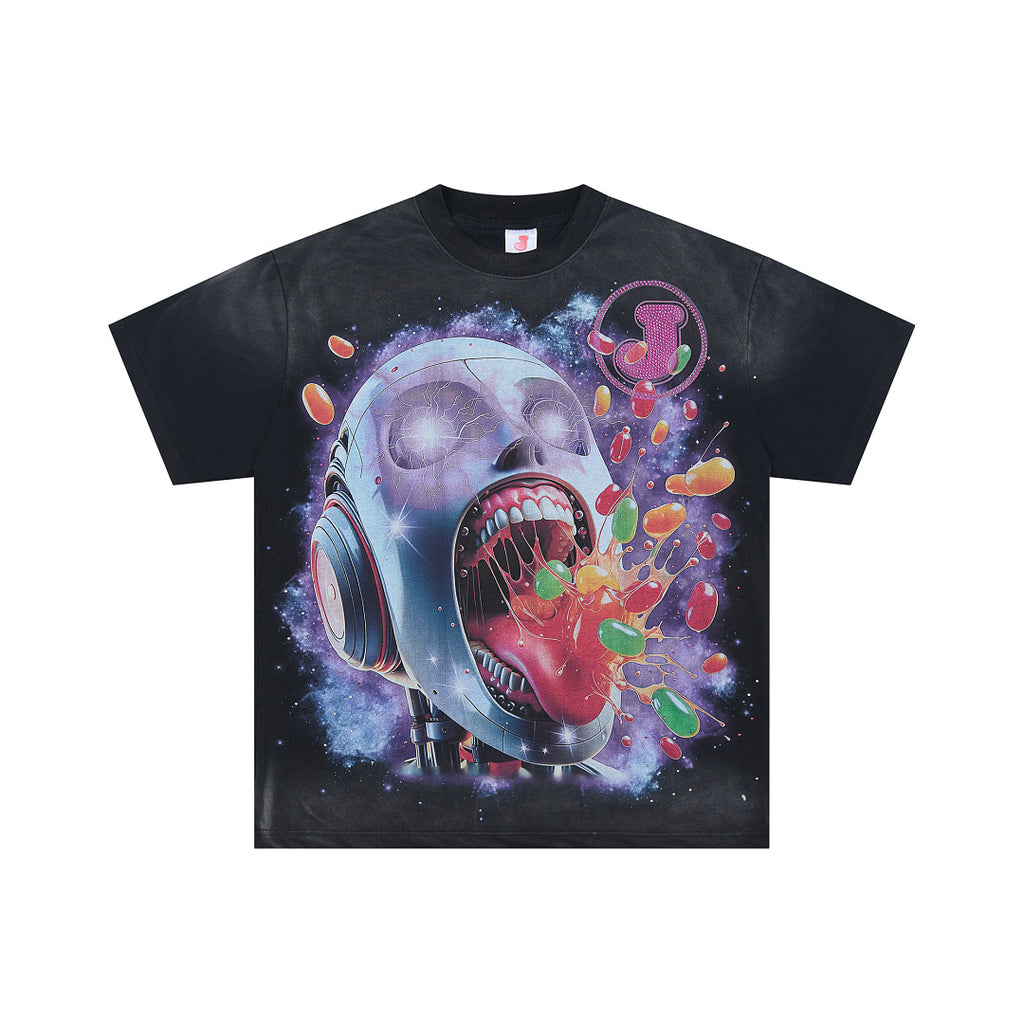 Jellybean Alien Cosmic Graphic Oversized T‑Shirt