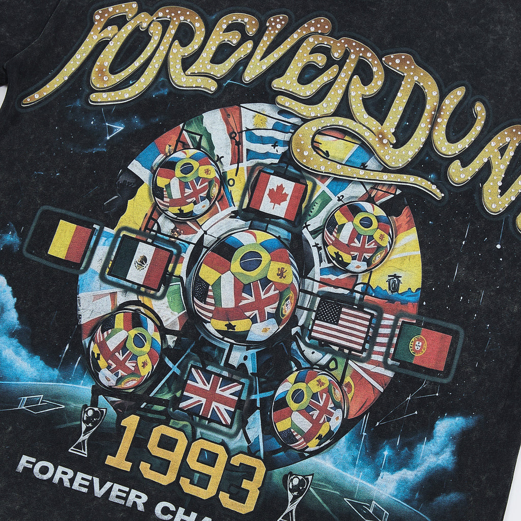 Black Vintage 1993 Wheel Graphic Oversized T‑Shirt