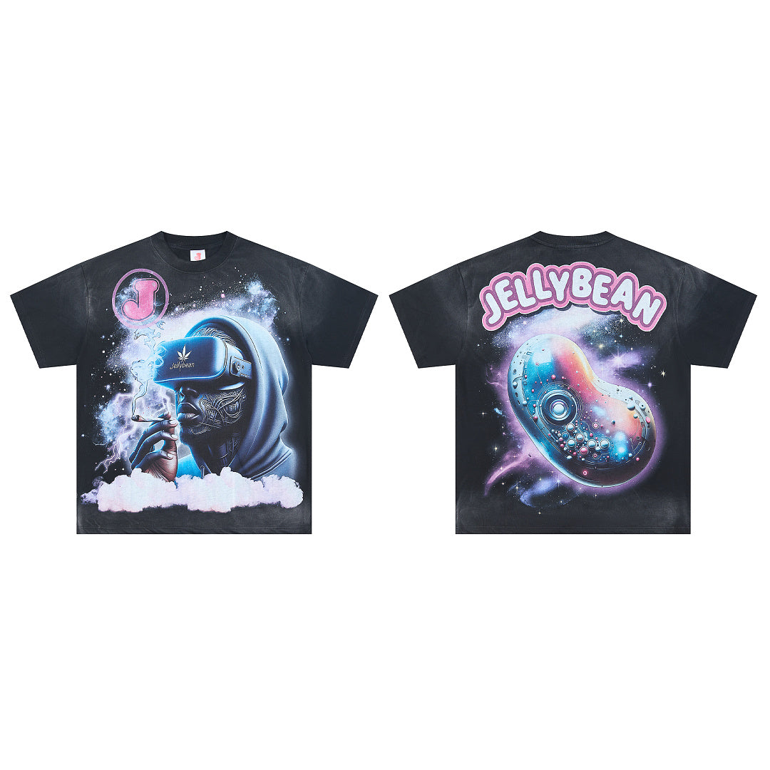 Jellybean Cosmic Galaxy Character Graphic Oversized T‑Shirt