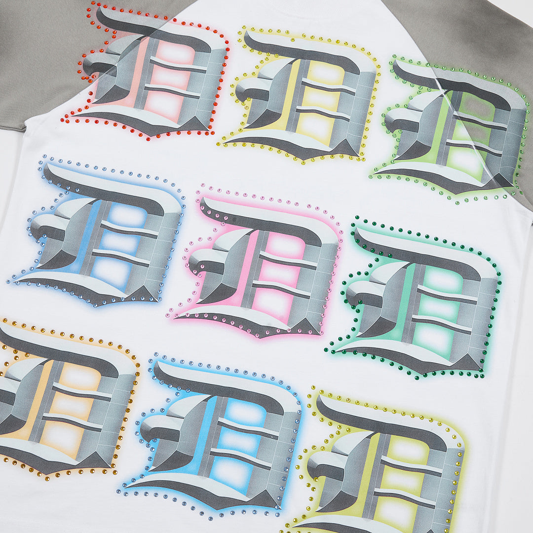 Vintage Tie‑Dye Multi‑Color 3D Letter Oversized T‑Shirt