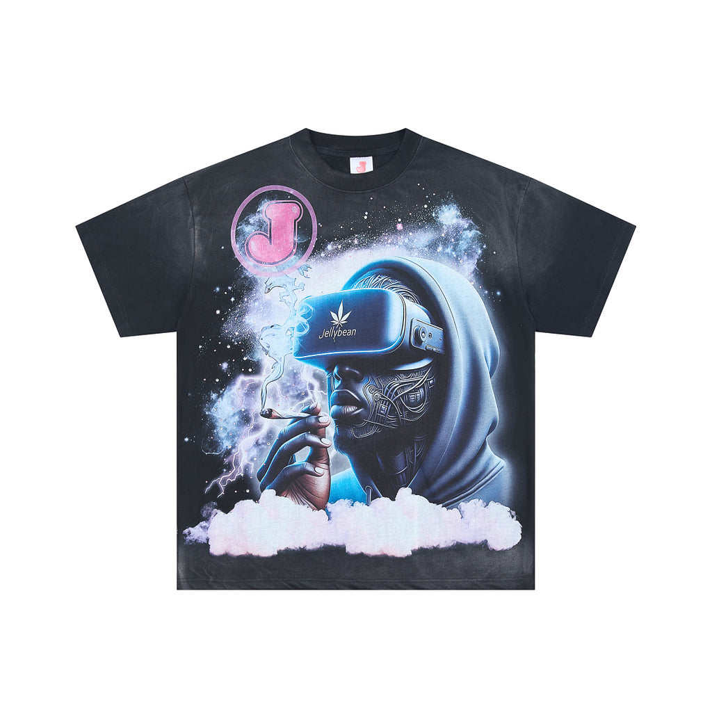 Jellybean Cosmic Galaxy Character Graphic Oversized T‑Shirt