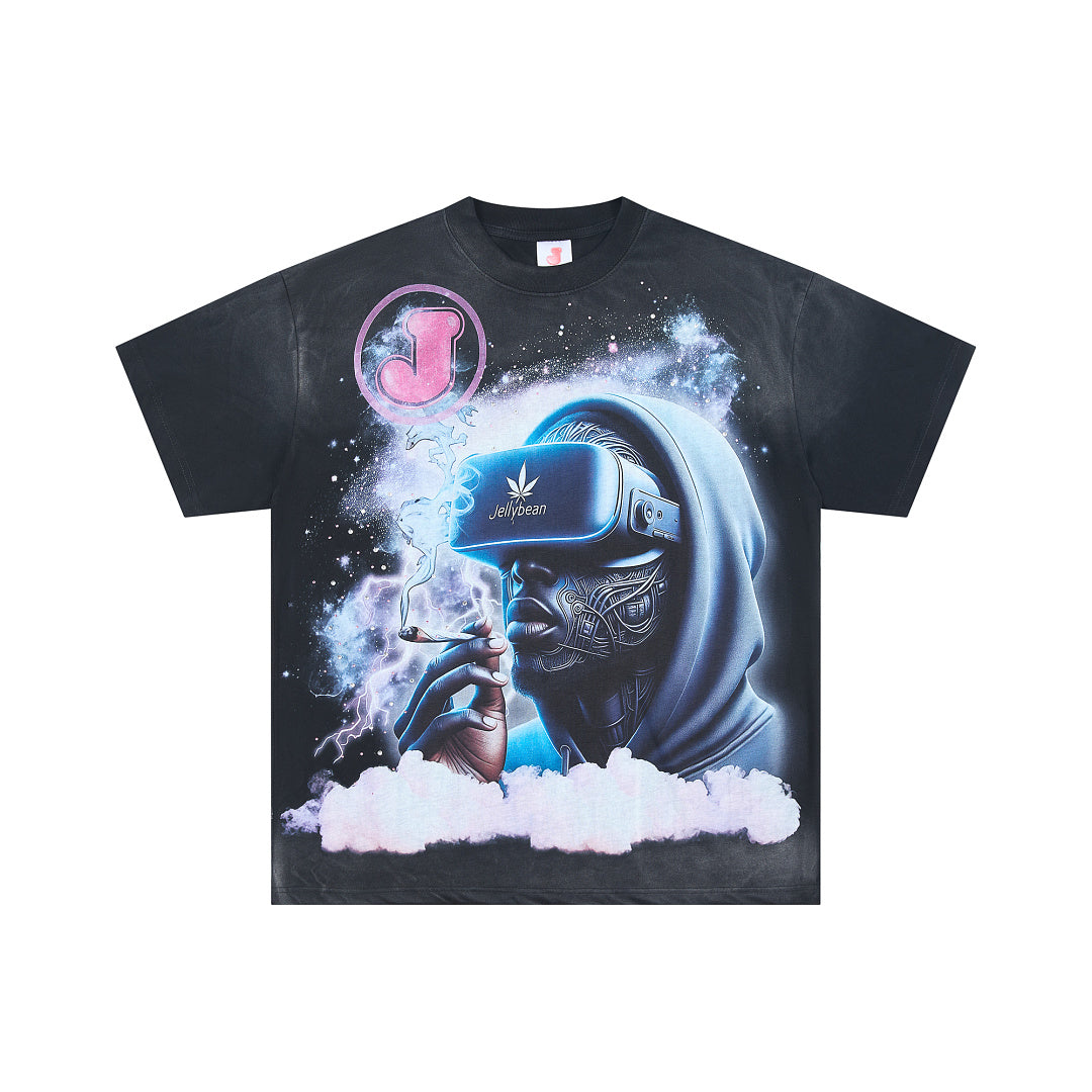Jellybean Cosmic Galaxy Character Graphic Oversized T‑Shirt
