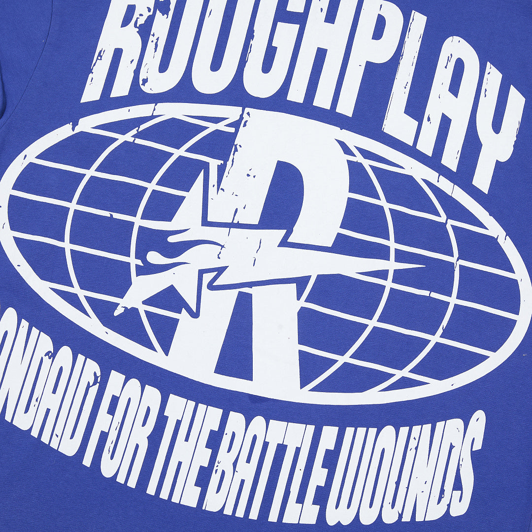 Vintage Blue Oversized Portrait Graphic Tee Roughplay Worldwide Streetwear T‑Shirt