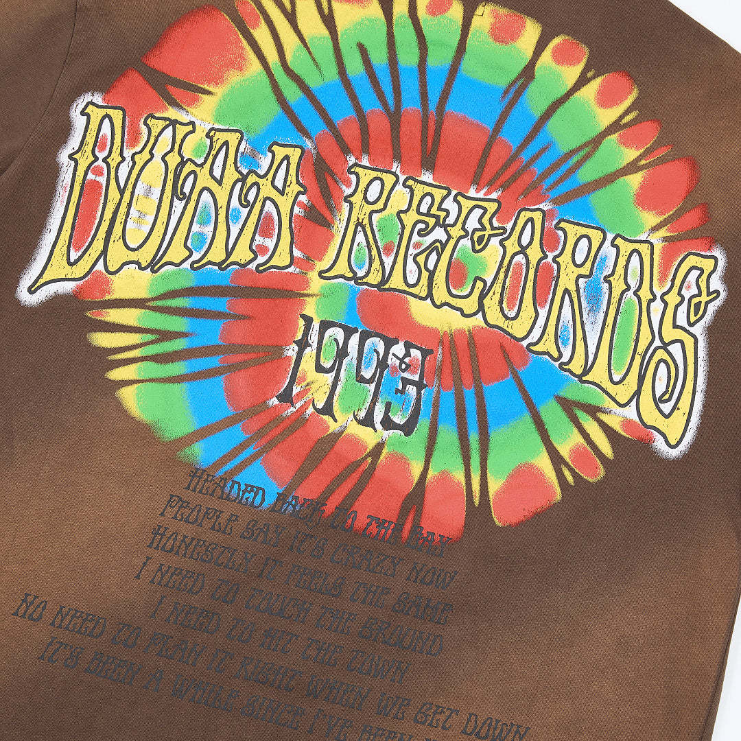 Brown Tie‑Dye Vintage Records 1993 Graphic Oversized T‑Shirt