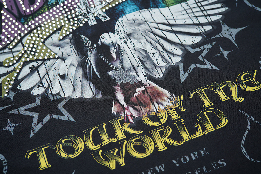 Vintage Washed Black Eagle Tour Graphic Oversized T‑Shirt