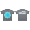 Oversized Washed Grey Graphic Tee Roughplay Worldwide Streetwear Short Sleeve T‑Shirt