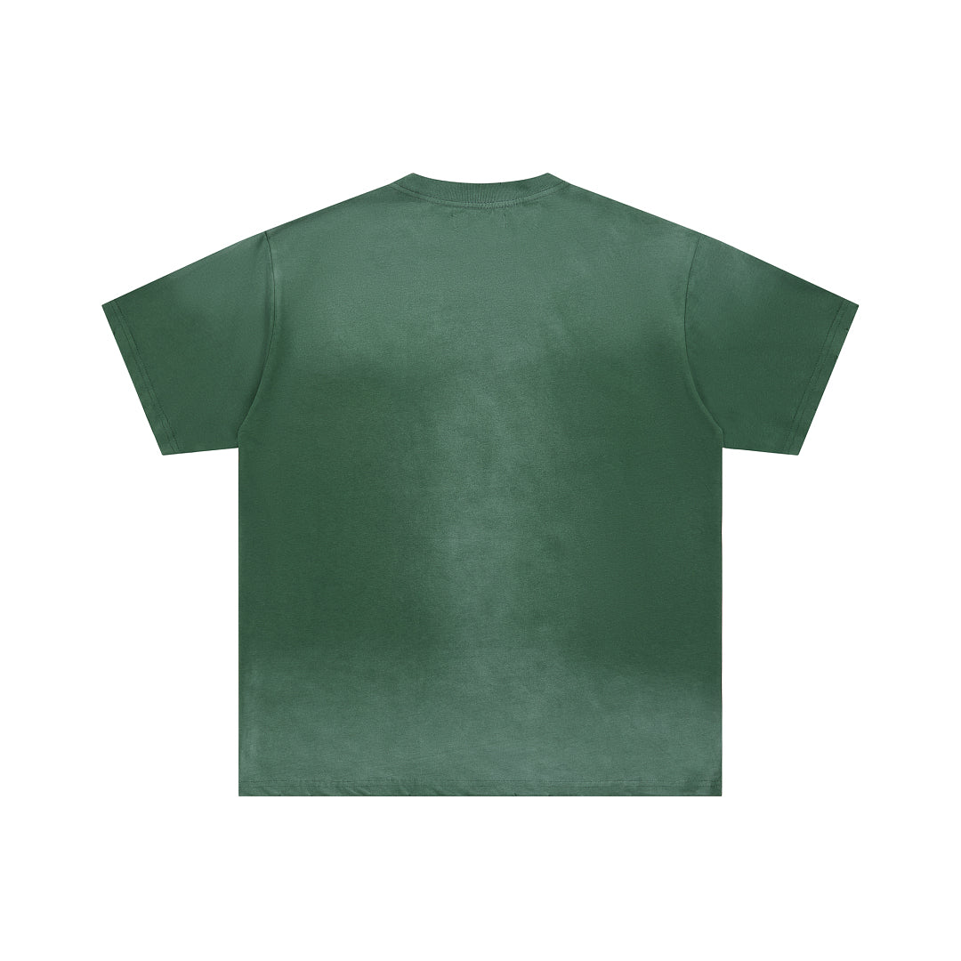 Dark Green Vintage Alien Monster Graphic Oversized T‑Shirt