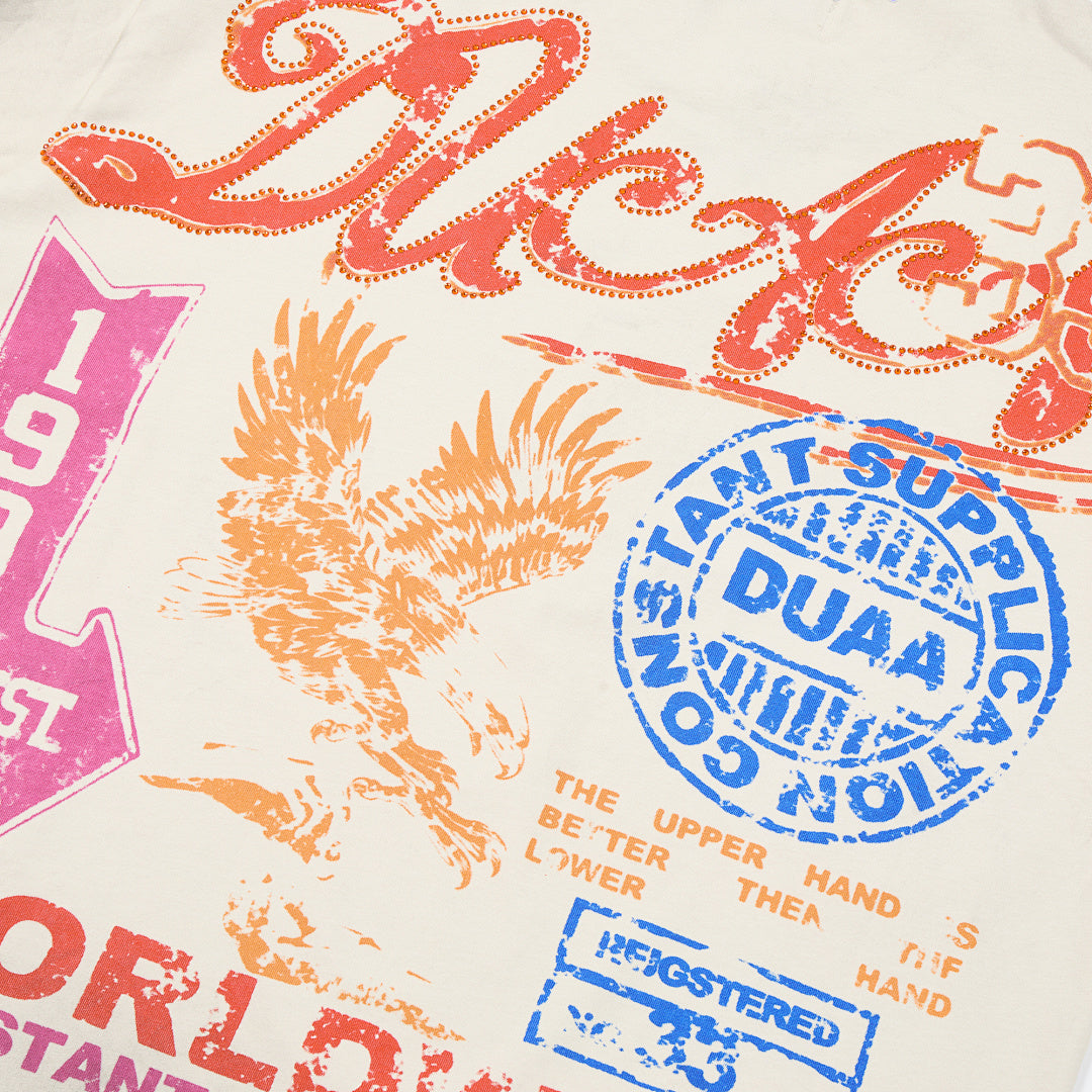 Off‑White Washed Worldwide Stamp DUAA Graphic Oversized T‑Shirt
