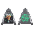 Roughplay Dark Grey Skull Tongue Graphic Hoodie Men Oversized Streetwear Pullover