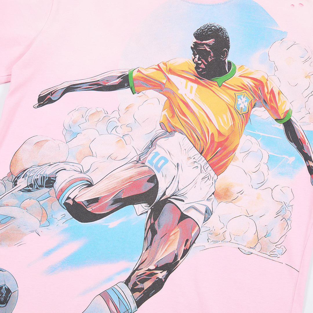 Pink Vintage Football Player Graphic Oversized T‑Shirt