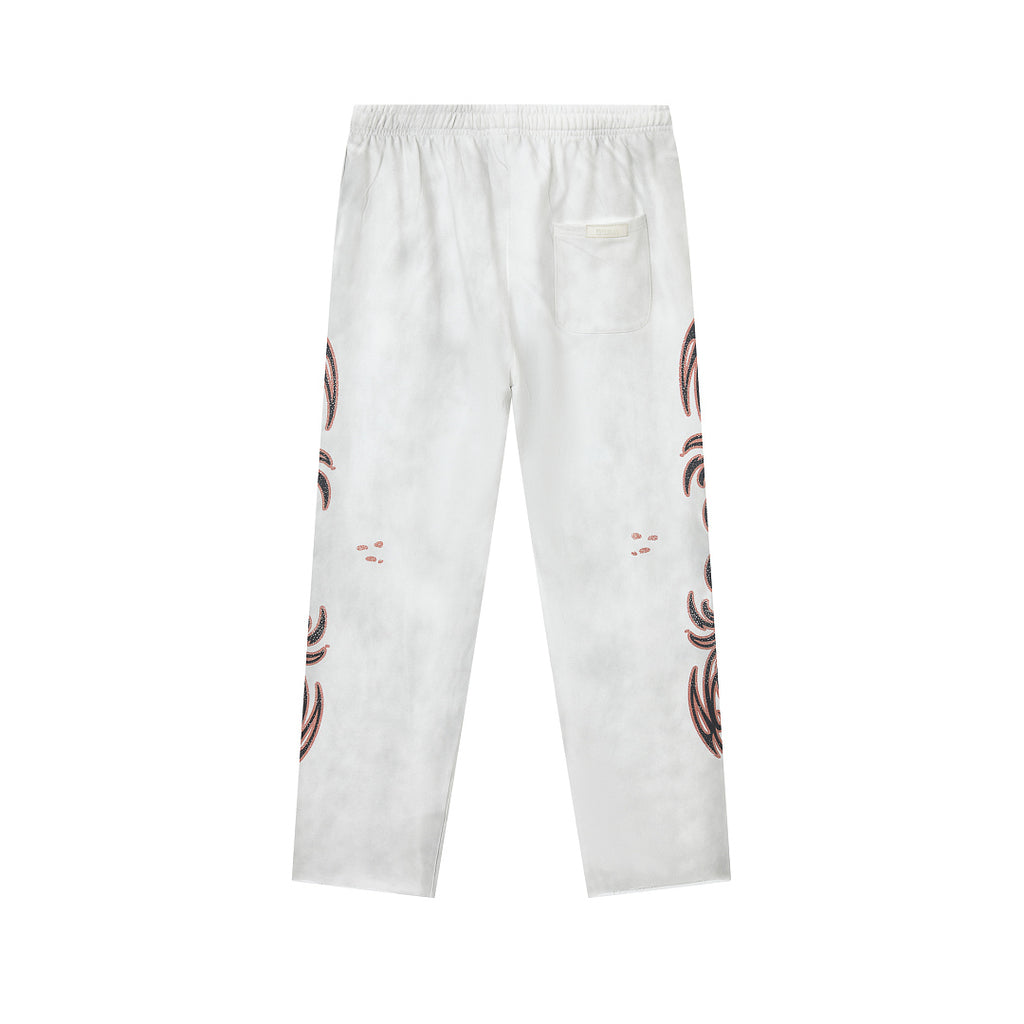 Vintage Distressed Tattoo Graphic Wide‑Leg Sweatpants
