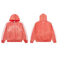 Red Washed Side Stripe Gothic Letter DUAA Zip‑Up Hoodie