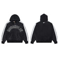 Black Washed Side Stripe Gothic Letter DUAA Zip‑Up Hoodie