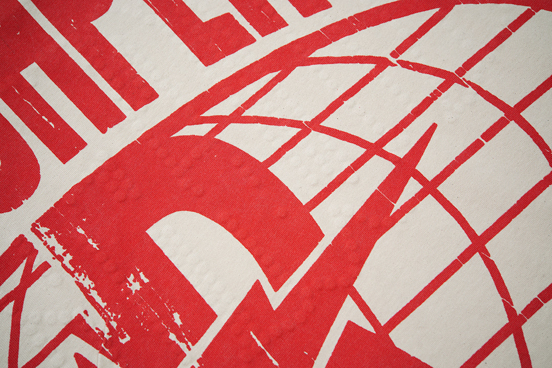 Vintage Washed Off‑White Retro Poster Globe Graphic Oversized T‑Shirt