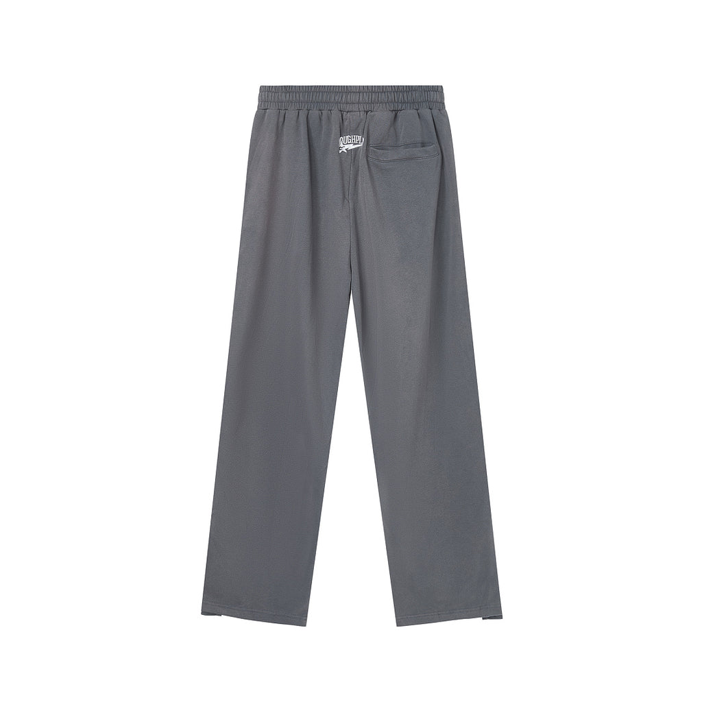 Grey Side Stripe Gothic Letter DUAA Wide Leg Track Pants