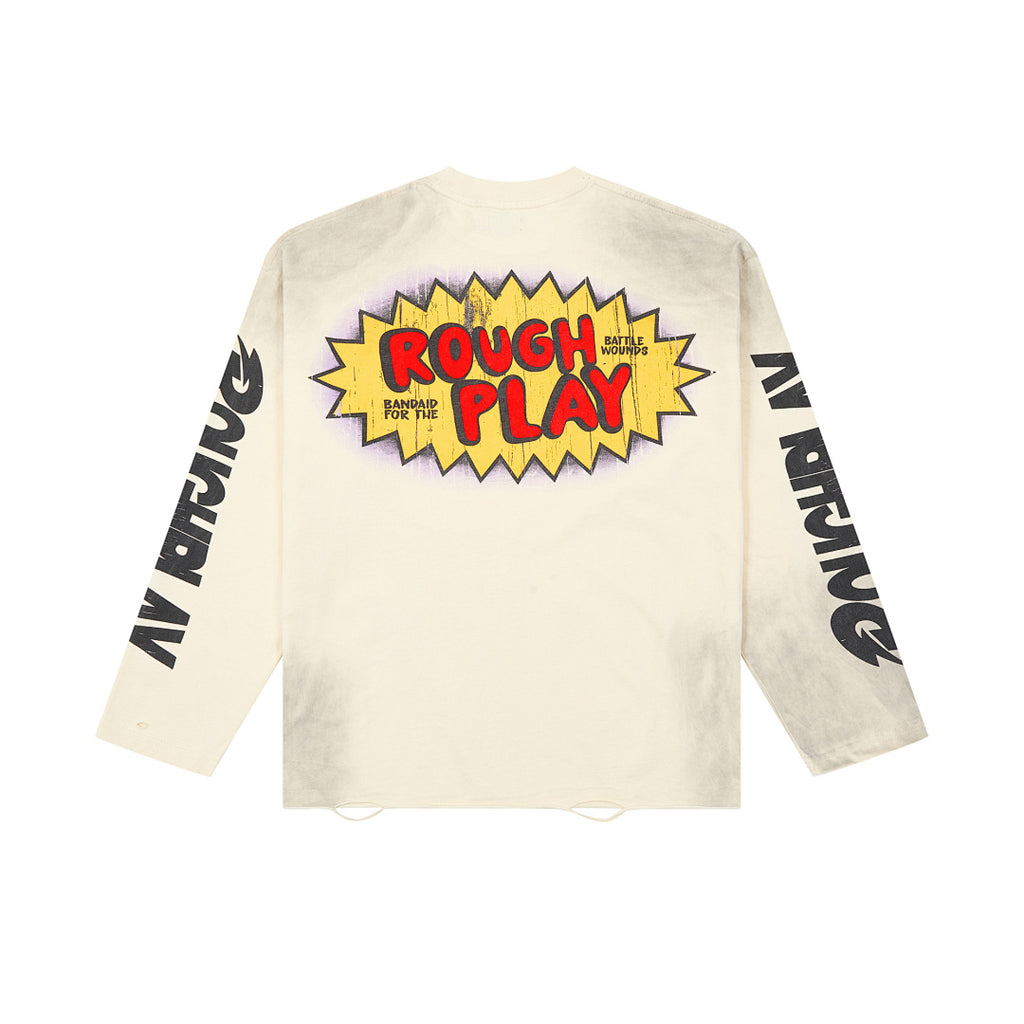 Roughplay Vintage Comic Graphic Long Sleeve Tee Men Oversized Streetwear Top