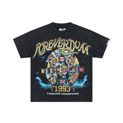 Black Vintage 1993 Wheel Graphic Oversized T‑Shirt