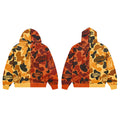 Color Block Camo Patchwork Zip‑Up Hoodie Streetwear Oversized Hooded Jacket