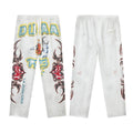 Vintage Distressed Tattoo Graphic Wide‑Leg Sweatpants