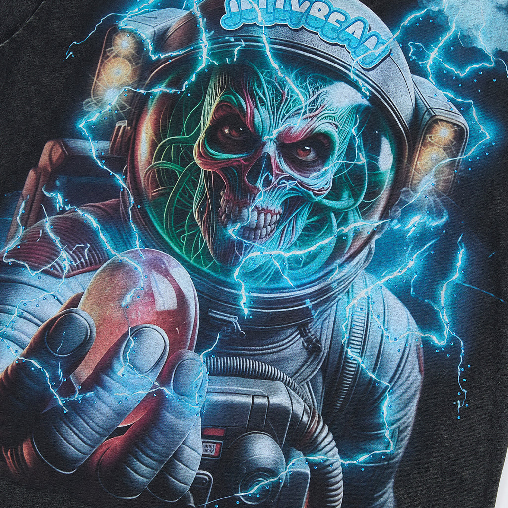 Jellybean Electric Skull Astronaut Graphic Oversized T‑Shirt