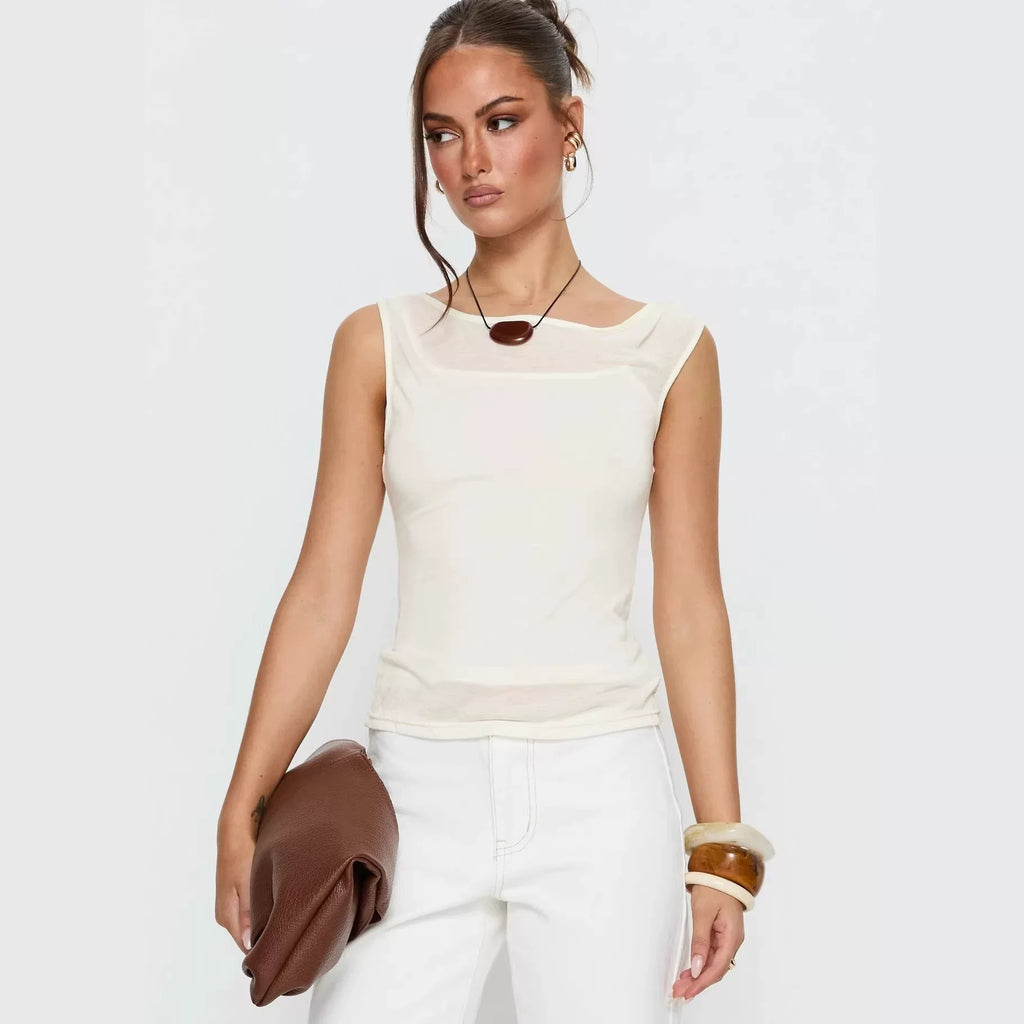 Princess Polly solid color, high-end, simple, versatile, casual style, slimming and slimming figure, sleeveless vest