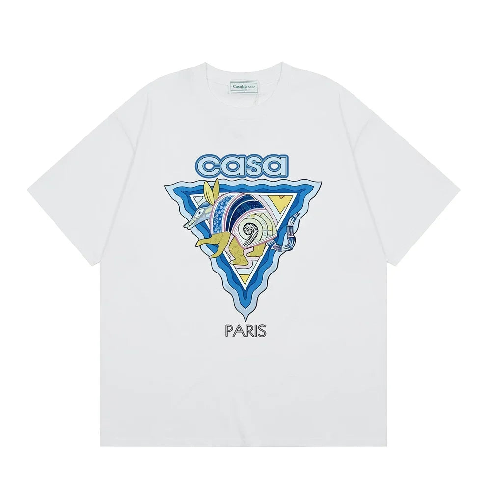Casablanca Paris Wave & Crocodile Graphic T-Shirt - White