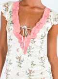 Princess Polly Vacation Wind Shattered Flower Bud Silk Edge Soft Light Satin Angel Wing Long Dress