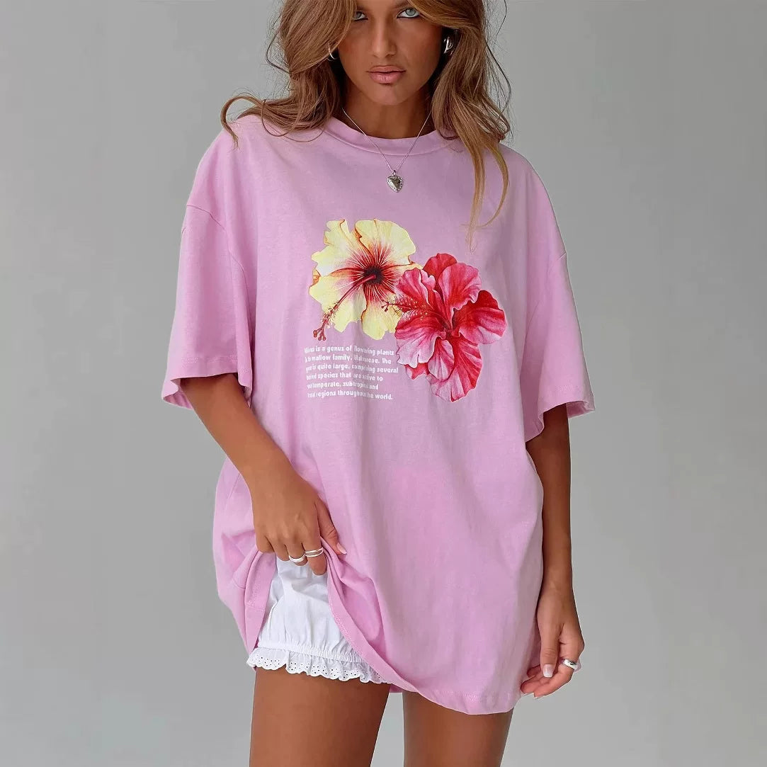 Australian floral print short sleeved T-shirt Princess Polly's new women's breathable and versatile 2025 summer top