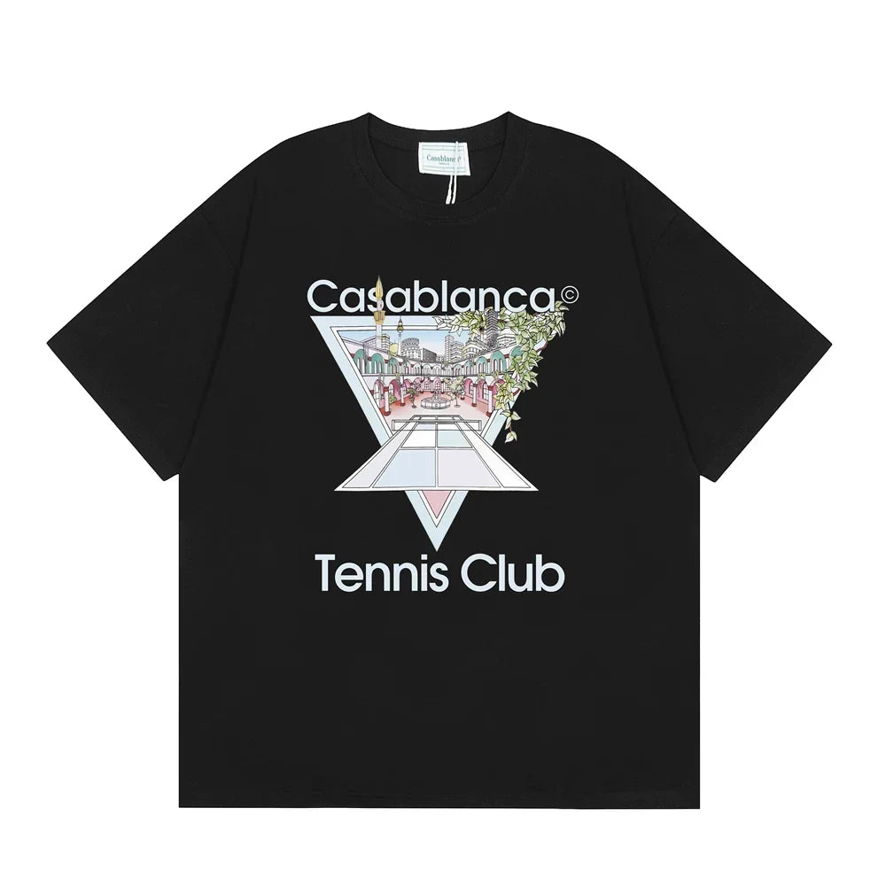 Casablanca Tennis Club Triangle Graphic T-Shirt - Black