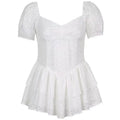 Princess Polly French gentle style white bubble sleeve dress with female design sense, niche waist cinching skirt