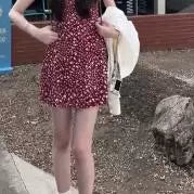 Princess Polly's niche V-neck low neck fairy fragrance style Hepburn retro dress chiffon dress short skirt