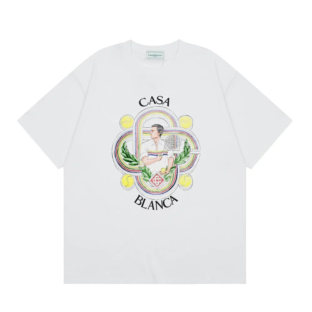 Casablanca Ornate Crest & Figure T-Shirt - White