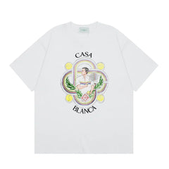 Casablanca Ornate Crest & Figure T-Shirt - White