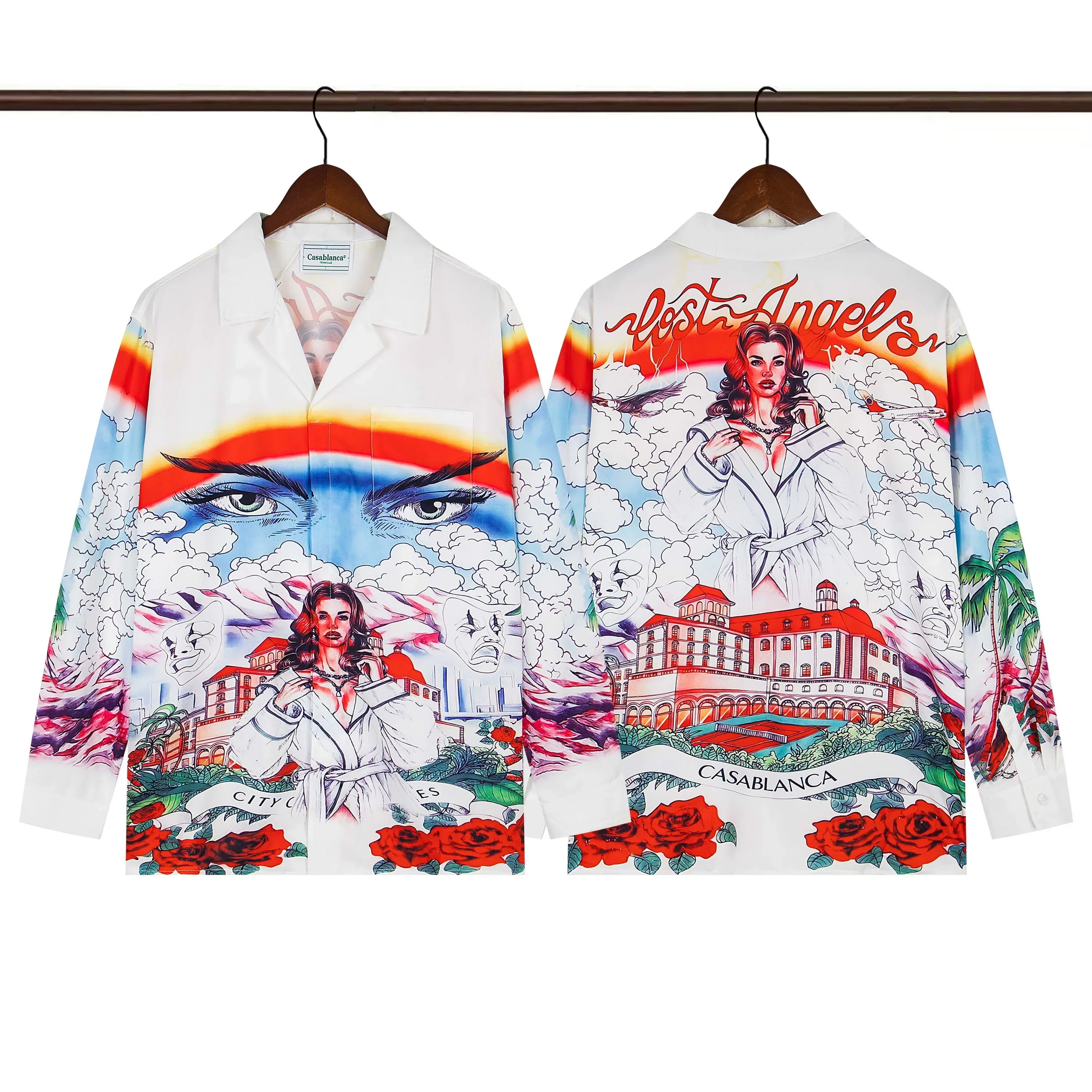 Casablanca Angelic Portrait & Villa Silk-Style Shirt - Multi