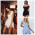 Princess Polly white off shoulder tight dress, Zhao Lusi's same slimming ruffled solid color dress