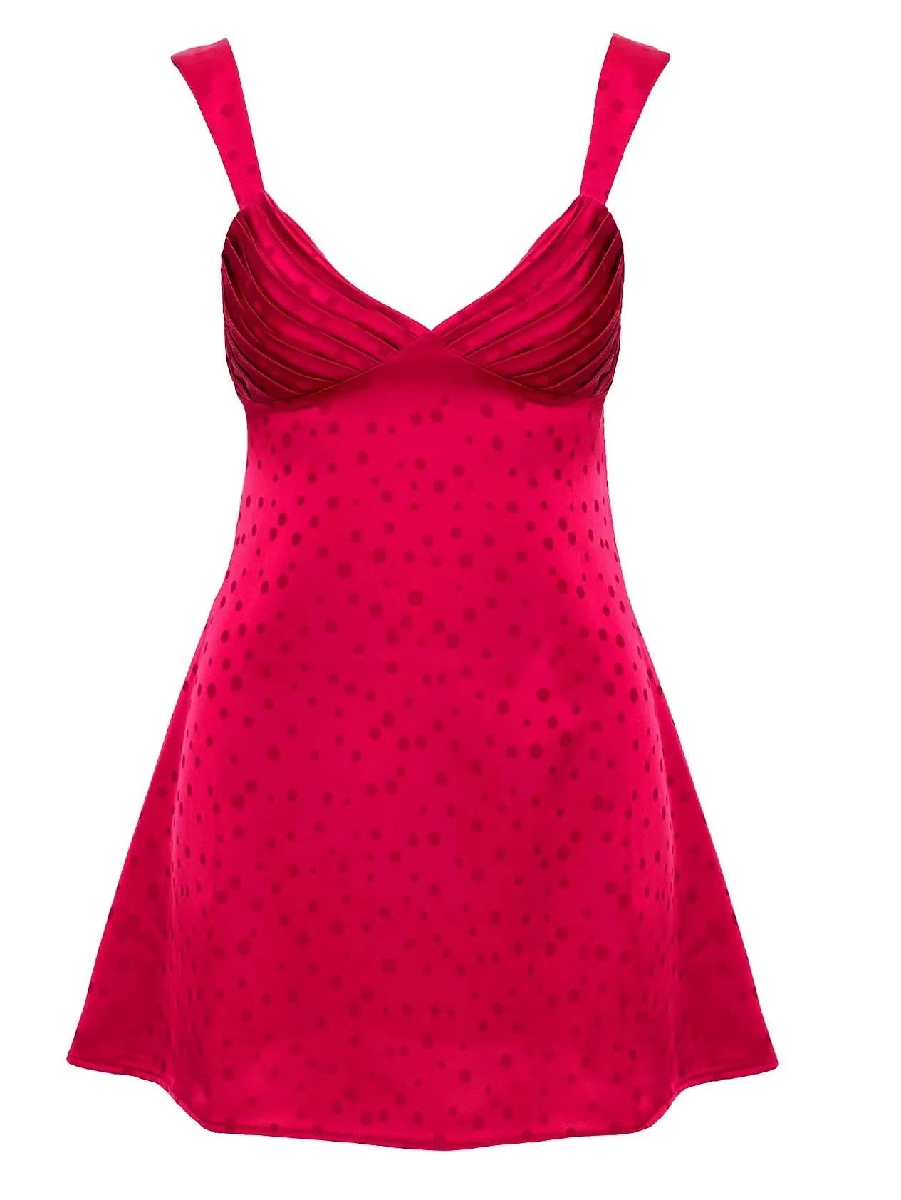 Princess Polly, internet celebrity, same style dark floral polka dot satin low cut mini red suspender dress
