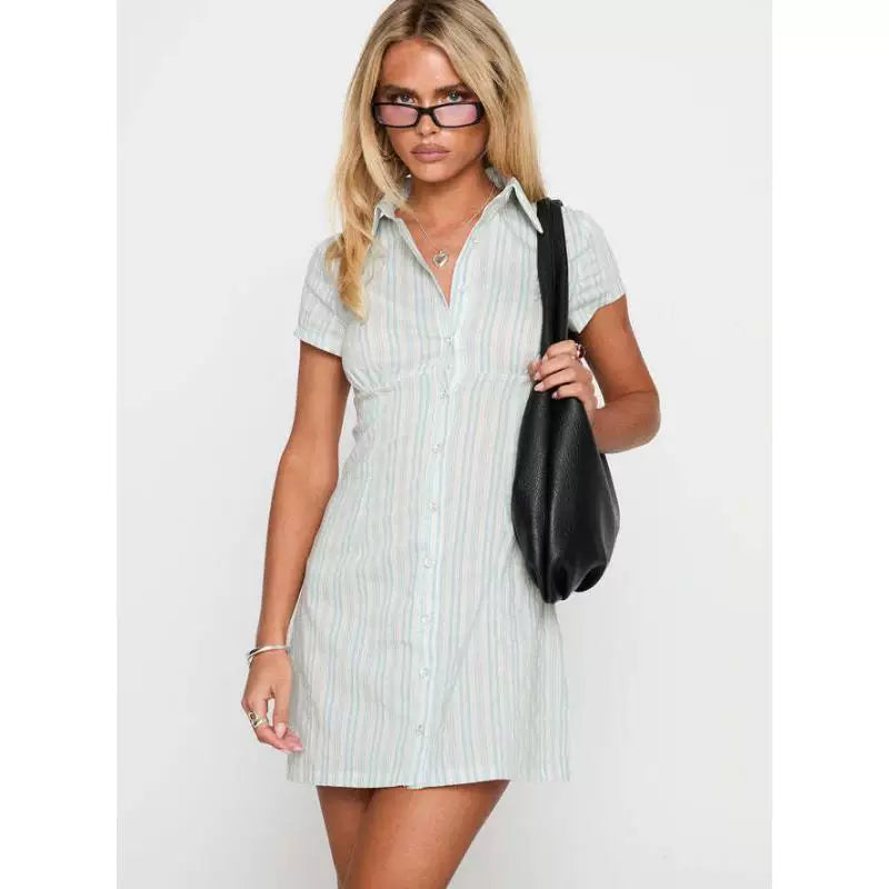 Princess Polly College Style Casual Simple Checkered Cotton Shirt Dress Short Skirt