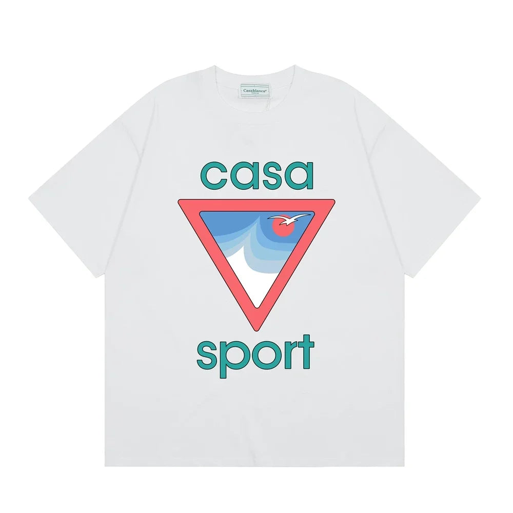 Casablanca Sport Red Triangle Horizon T-Shirt - White