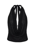 Princess Polly European and American style sexy backless slim fit pleated hanging neck sleeveless vest top
