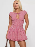 Princess Polly Yi Mengling's 25 European and American Fashion plaid round neck short sleeved plaid mini dress