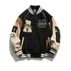 Vintage Patchwork Varsity Baseball Jacket