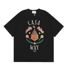 Casablanca "Casa Way" Architectural & Floral T-Shirt - Black